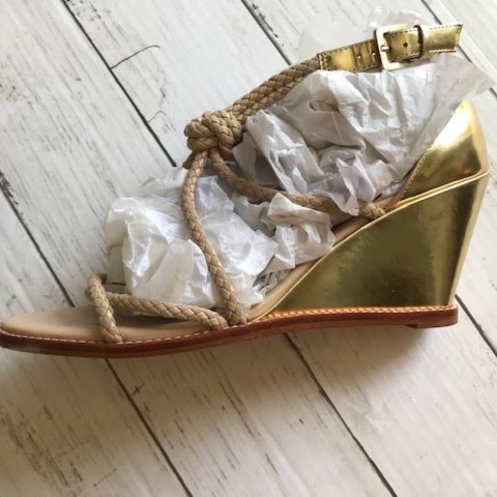 COLE HAAN GOLD ANKLE WEDGE SZ. 8B - Picture 3 of 11